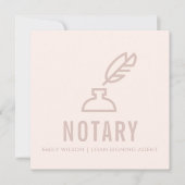 CHIC MINIMAL PINK BLUSH FEATHER NIB INKPOT NOTARY KAART (Voorkant)