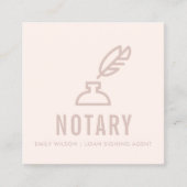 CHIC MINIMAL PINK BLUSH FEATHER NIB INKPOT NOTARY VIERKANTE VISITEKAARTJE (Voorkant)