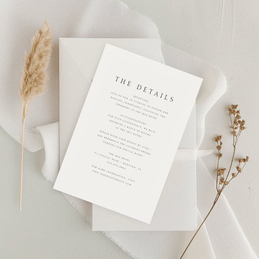 Chic Minimal Script Moderne Elegante Details Trouw Informatiekaartje