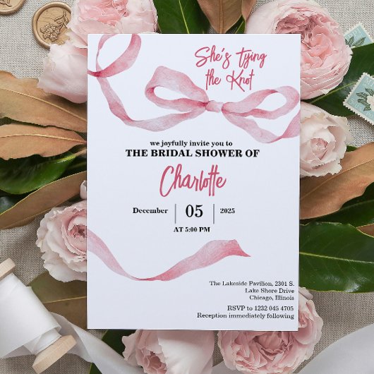 Chic Minimal She's Tying the Knot Bridal Shower  Kaart