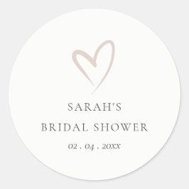 Chic Minimal Simple Blush Pink Heart Vrijgezellenf Ronde Sticker