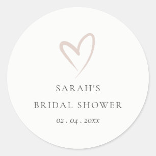 Chic Minimal Simple Blush Pink Heart Vrijgezellenf Ronde Sticker