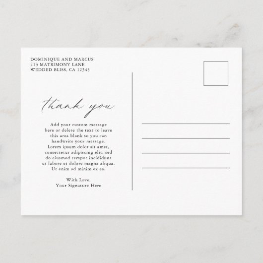 Chic Minimal Simple Photo Weddenschap Hartelijk da Briefkaart (Achterkant)