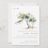 Chic Minimal Simple Waterverf Tree Verloving Kaart (Voorkant)