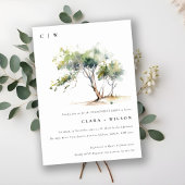 Chic Minimal Simple Waterverf Tree Verloving Kaart