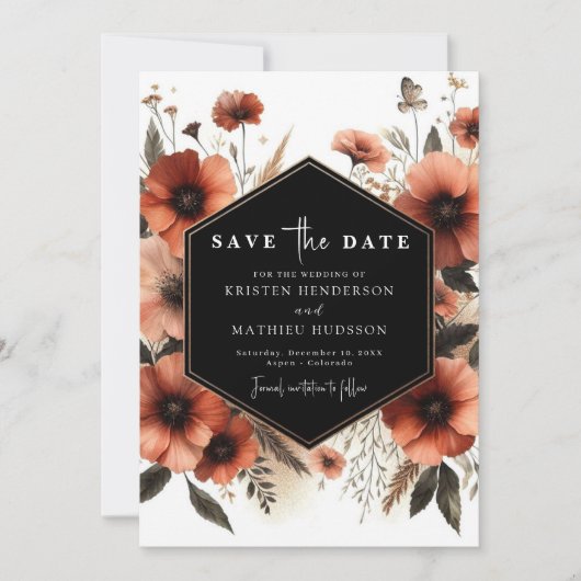 Chic Minimal Terracotta bruiloft Save The Date (Voorkant)