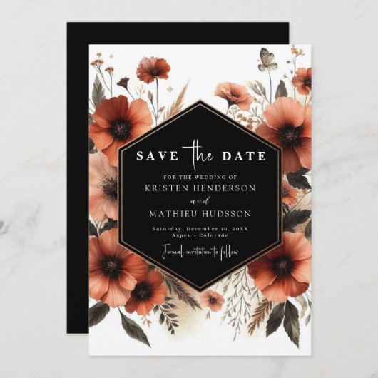 Chic Minimal Terracotta bruiloft Save The Date (Voorkant / Achterkant)