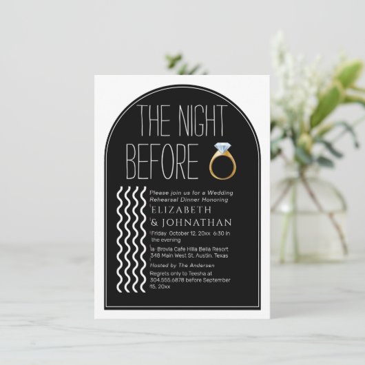 Chic Minimal Text Script The Night before Kaart (Staand voorkant)