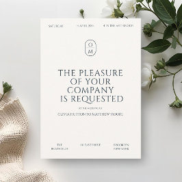 Chic Minimal Typography Monogram Wedding  Kaart