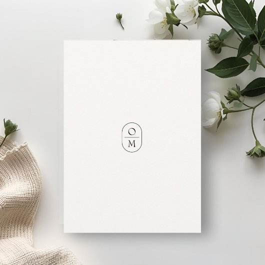 Chic Minimal Typography Monogram Wedding  Kaart