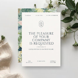 Chic Minimal Typography Monogram Wedding  Kaart