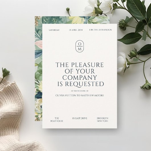 Chic Minimal Typography Monogram Wedding  Kaart