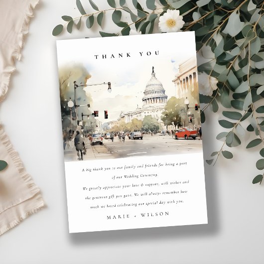 Chic Minimal Washington DC, Verenigde Staten Water Bedankkaart