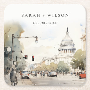 Chic Minimal Washington DC, Verenigde Staten Water Kartonnen Onderzetters