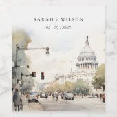 Chic Minimal Washington DC, Verenigde Staten Water Wijn Etiket (Enkel label)