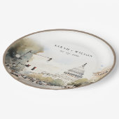 Chic Minimal Washington DC, VS Waterverf Trouwfees Papieren Bordje (Gekanteld)