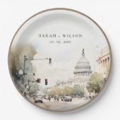 Chic Minimal Washington DC, VS Waterverf Trouwfees Papieren Bordje (Voorkant)