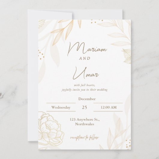 Chic Minimal Wedding Invitation – Editable Templat Kaart (Voorkant)