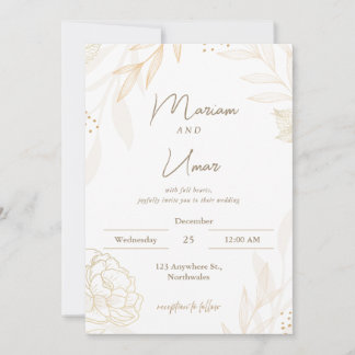 Chic Minimal Wedding Invitation – Editable Templat Kaart