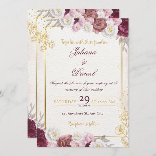Chic Minimal Wedding Invitation Kaart (Voorkant / Achterkant)