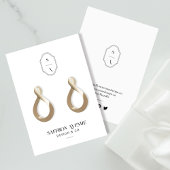Chic Minimal White Custom Monogram Earring Display Visitekaartje
