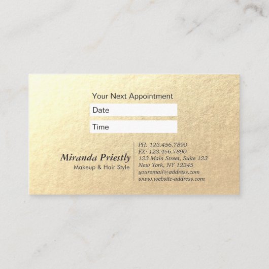 Chic Minimal White Gold Embossed Custom Text Logos Afsprakenkaartje (Achterkant)