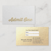 Chic Minimal White Gold Embossed Custom Text Logos Afsprakenkaartje (Voorkant / Achterkant)