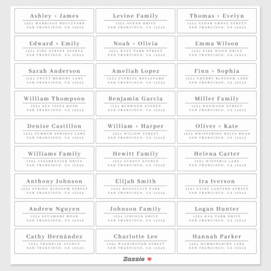 Chic Minimal White Wedding Guest Adresetiketten Sticker (Vel)