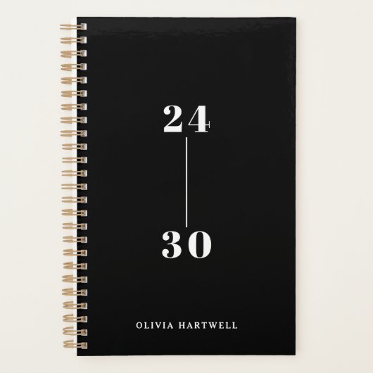 Chic Minimal Zwart Wit Typografie Wekelijks Maande Planner (Voorkant)