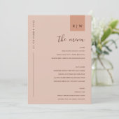 Chic Minimale Rust Pink Peach Typografie Menu Kaar (Staand voorkant)