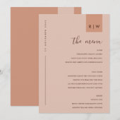Chic Minimale Rust Pink Peach Typografie Menu Kaar (Voorkant / Achterkant)
