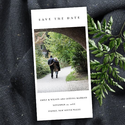 CHIC MINIMALE SCHONE AANGEPASTE FOTO SAVE THE DATE BEDANKKAART