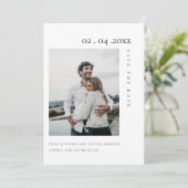 CHIC MINIMALE SCHONE AANGEPASTE FOTO SAVE THE DATE BEDANKKAART (Staand voorkant)