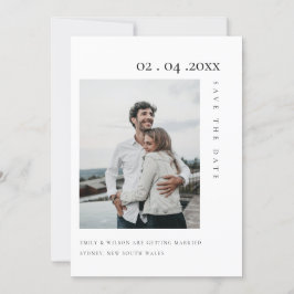CHIC MINIMALE SCHONE AANGEPASTE FOTO SAVE THE DATE BEDANKKAART