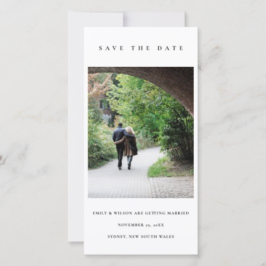 CHIC MINIMALE SCHONE AANGEPASTE FOTO SAVE THE DATE BEDANKKAART (Voorkant)