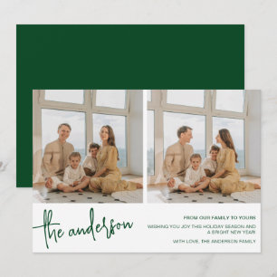 Chic minimalist 2 serie Foto groen kerstfeest Feestdagenkaart