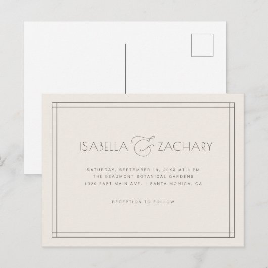 Chic Minimalist Ampersand Typography Wedding Uitnodiging Briefkaart (Voorkant / Achterkant)