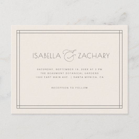 Chic Minimalist Ampersand Typography Wedding Uitnodiging Briefkaart (Voorkant)