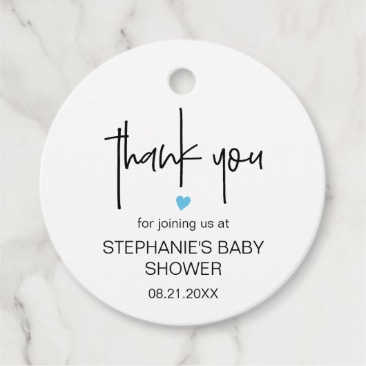 Chic Minimalist Bedankt Baby shower Favor Bag Bedankjes Labels (Voorkant)