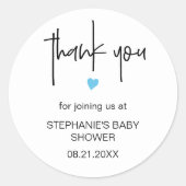 Chic Minimalist Bedankt Baby shower Favor Bag Ronde Sticker (Voorkant)