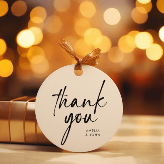 Chic Minimalist Black Script Elegant Bedankt Bedankjes Labels