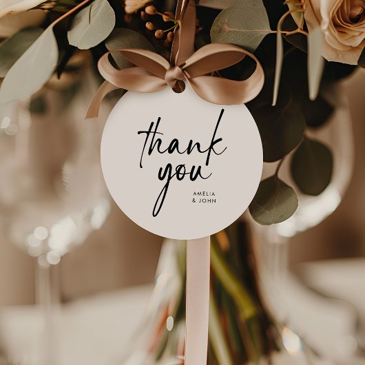 Chic Minimalist Black Script Elegant Bedankt Bedankjes Labels