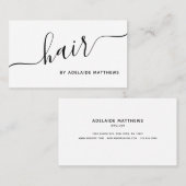 Chic Minimalist Black White Hair Salon Haarstylist Visitekaartje (Voorkant / Achterkant)