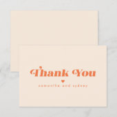 Chic minimalist Cream Oranje Retro Typografie Bedankkaart (Voorkant / Achterkant)