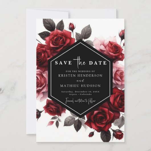 Chic Minimalist Crimson Red Wedding Save The Date (Voorkant)
