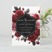 Chic Minimalist Crimson Red Wedding Save The Date (Staand voorkant)