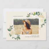Chic Minimalist Floral Photo Graduation Party Kaart (Voorkant)