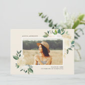 Chic Minimalist Floral Photo Graduation Party Kaart (Staand voorkant)