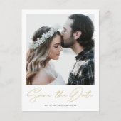 Chic Minimalist Gold Photo Wedding Save the Date Aankondigingskaart (Voorkant)