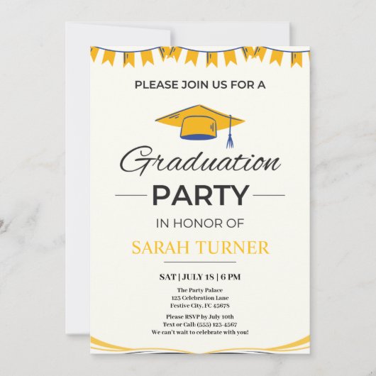 Chic Minimalist Graduation Party Kaart (Voorkant)